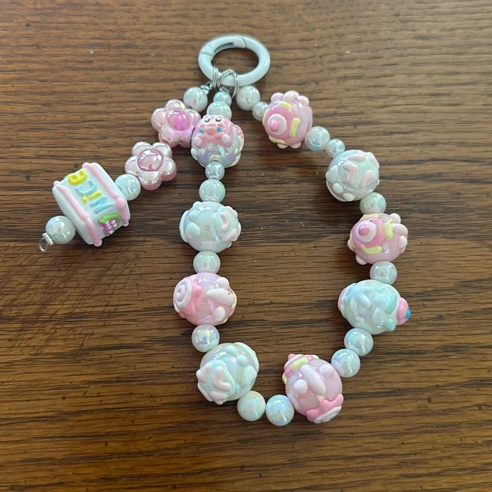 Beaded charm keychain